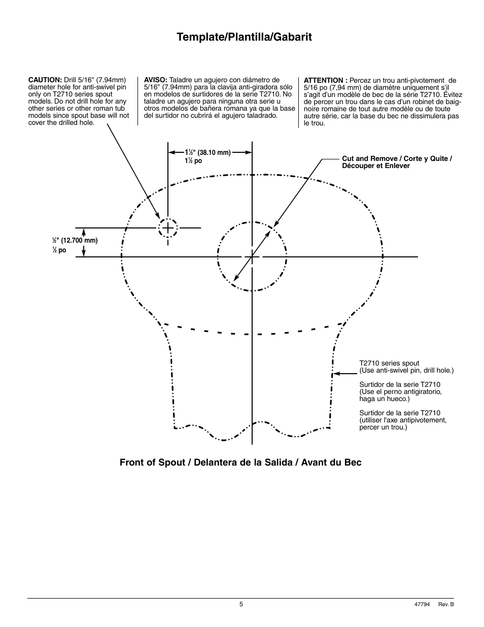 Template/plantilla/gabarit | Factory Direct Hardware Delta T2710 Classic User Manual | Page 5 / 8