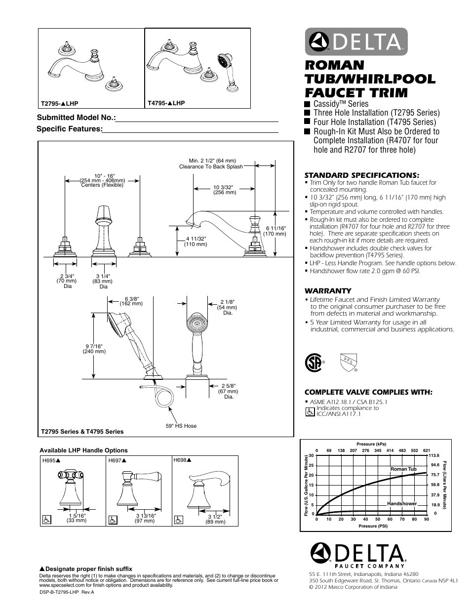 Factory Direct Hardware Delta T2795-LHP Cassidy User Manual | 1 page