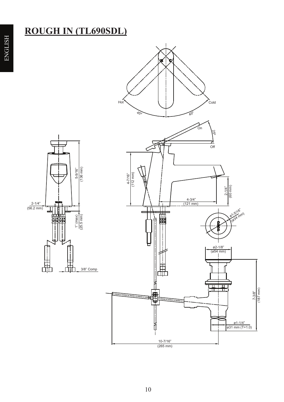 Rough in (tl690sdl), English | Factory Direct Hardware Toto TL680SDL#CP User Manual | Page 10 / 44