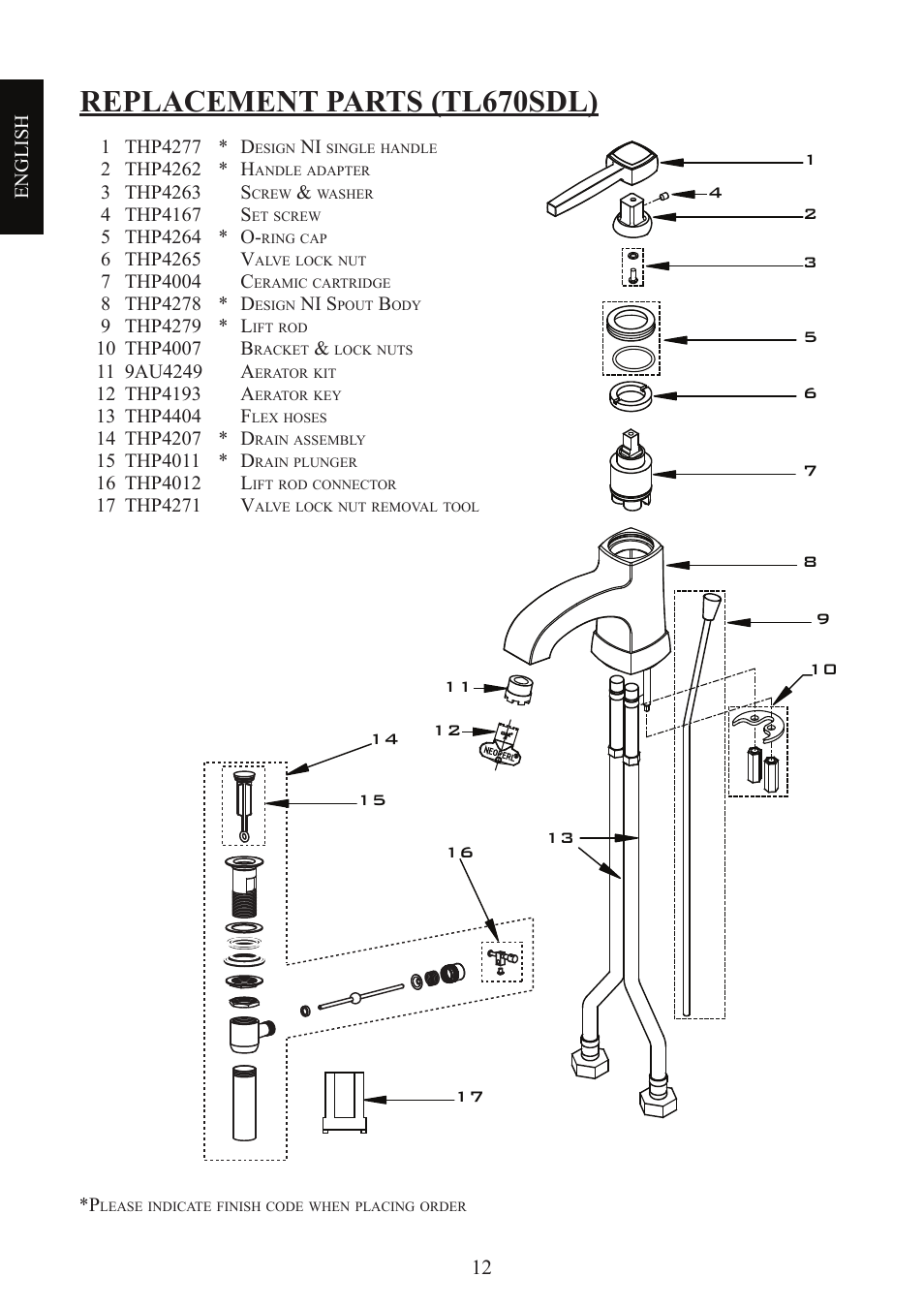 Replacement parts (tl670sdl) | Factory Direct Hardware Toto TL680SDL#CP User Manual | Page 12 / 44