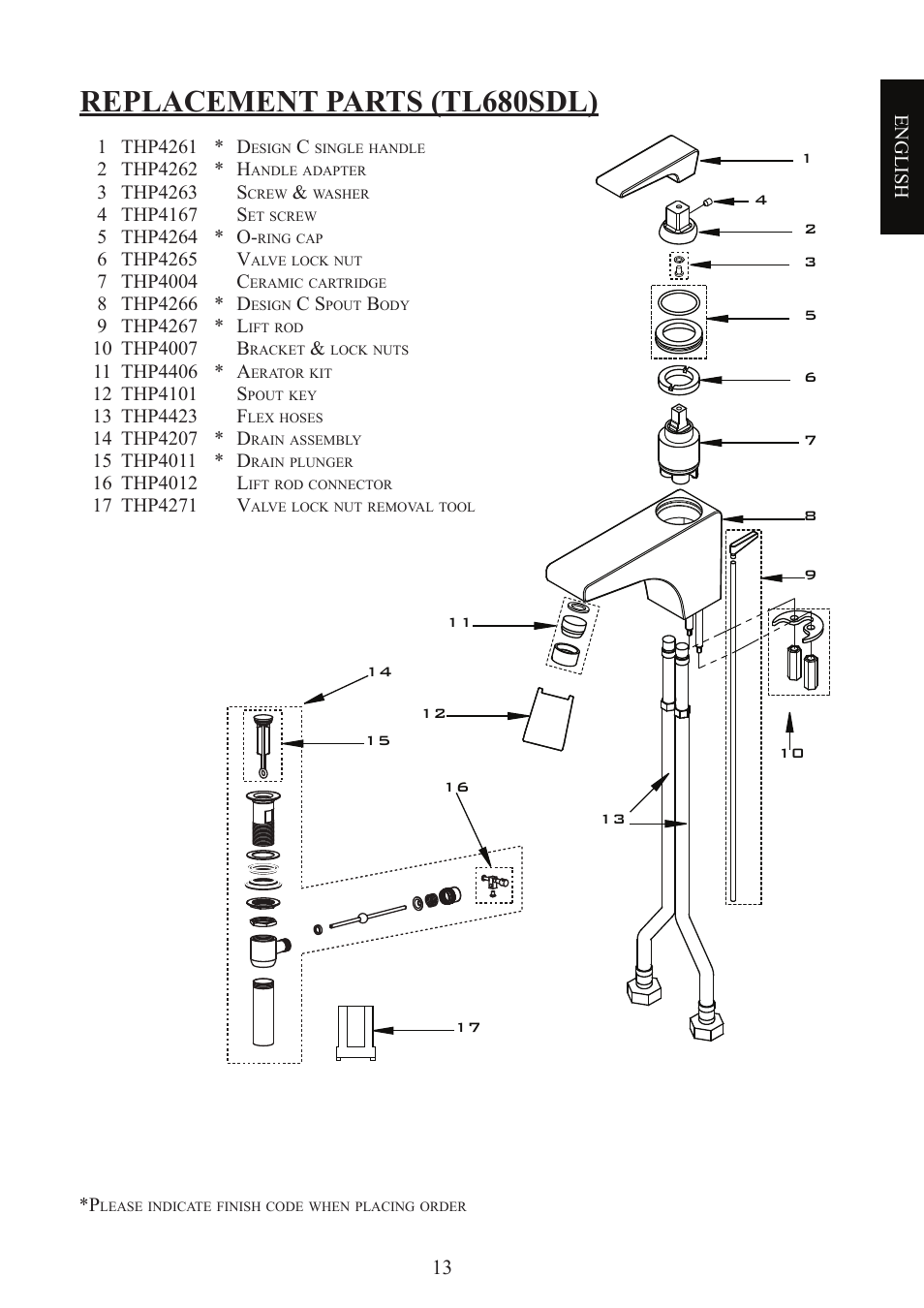 Replacement parts (tl680sdl) | Factory Direct Hardware Toto TL680SDL#CP User Manual | Page 13 / 44