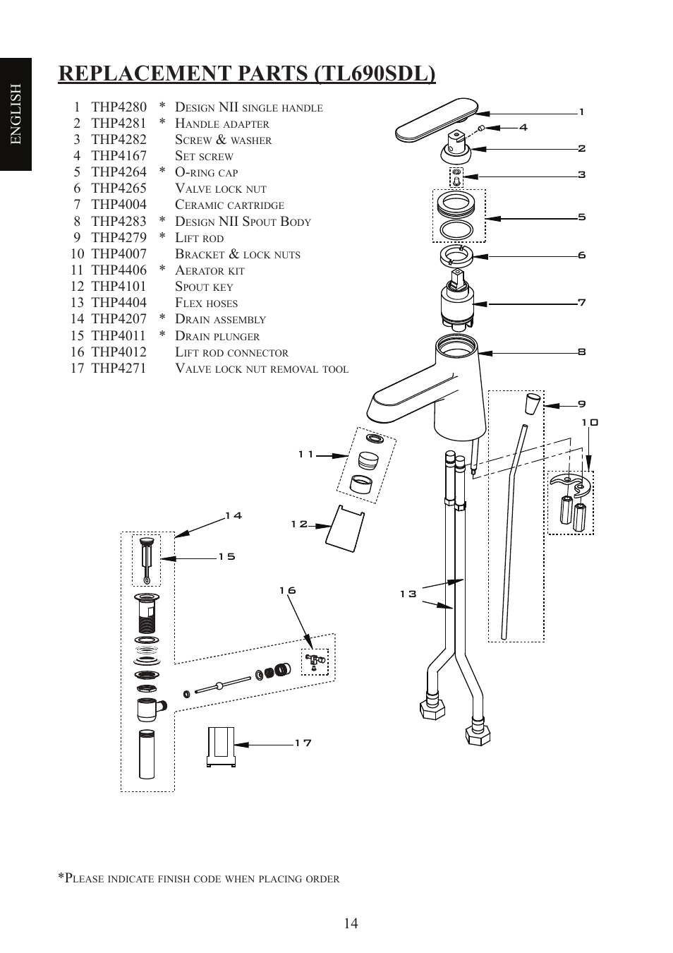 Replacement parts (tl690sdl) | Factory Direct Hardware Toto TL680SDL#CP User Manual | Page 14 / 44