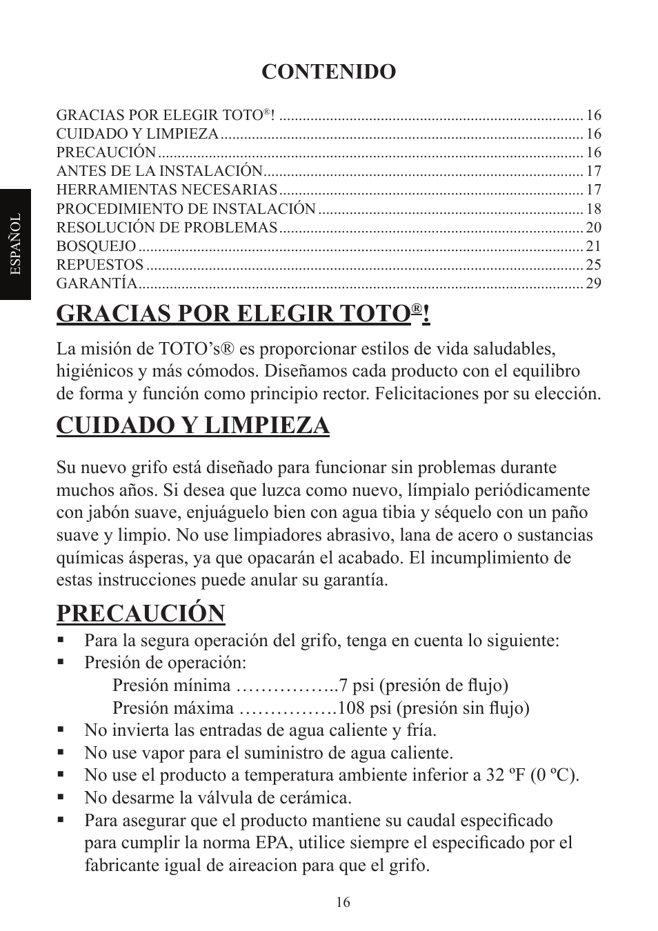 Factory Direct Hardware Toto TL680SDL#CP User Manual | Page 16 / 44