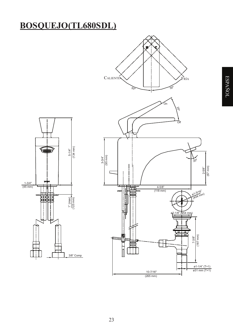 Bosquejo(tl680sdl), Esp añol | Factory Direct Hardware Toto TL680SDL#CP User Manual | Page 23 / 44