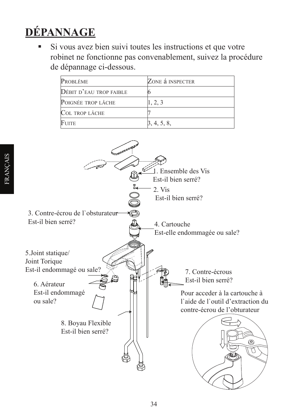 Dépannage | Factory Direct Hardware Toto TL680SDL#CP User Manual | Page 34 / 44