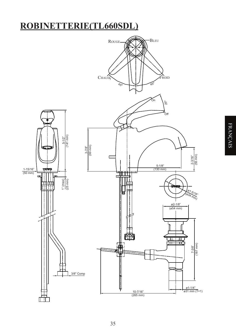 Robinetterie(tl660sdl), Français | Factory Direct Hardware Toto TL680SDL#CP User Manual | Page 35 / 44