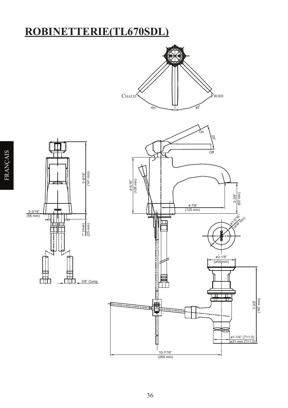 Robinetterie(tl670sdl), Français | Factory Direct Hardware Toto TL680SDL#CP User Manual | Page 36 / 44