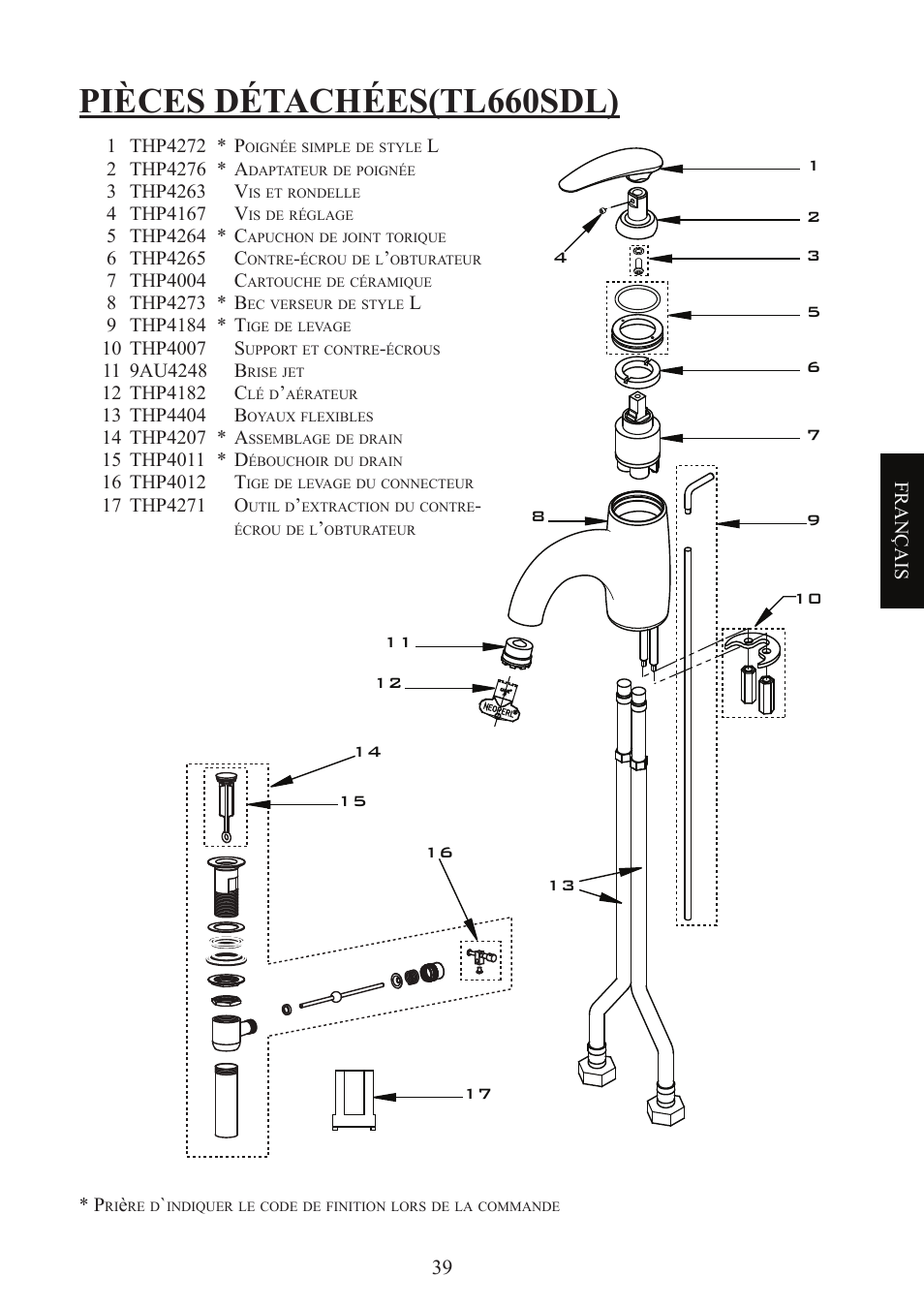 Pièces détachées(tl660sdl) | Factory Direct Hardware Toto TL680SDL#CP User Manual | Page 39 / 44