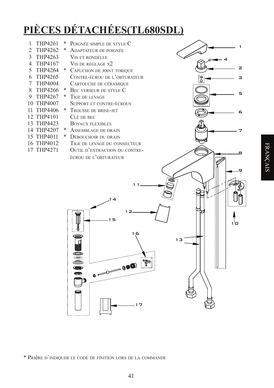 Pièces détachées(tl680sdl) | Factory Direct Hardware Toto TL680SDL#CP User Manual | Page 41 / 44