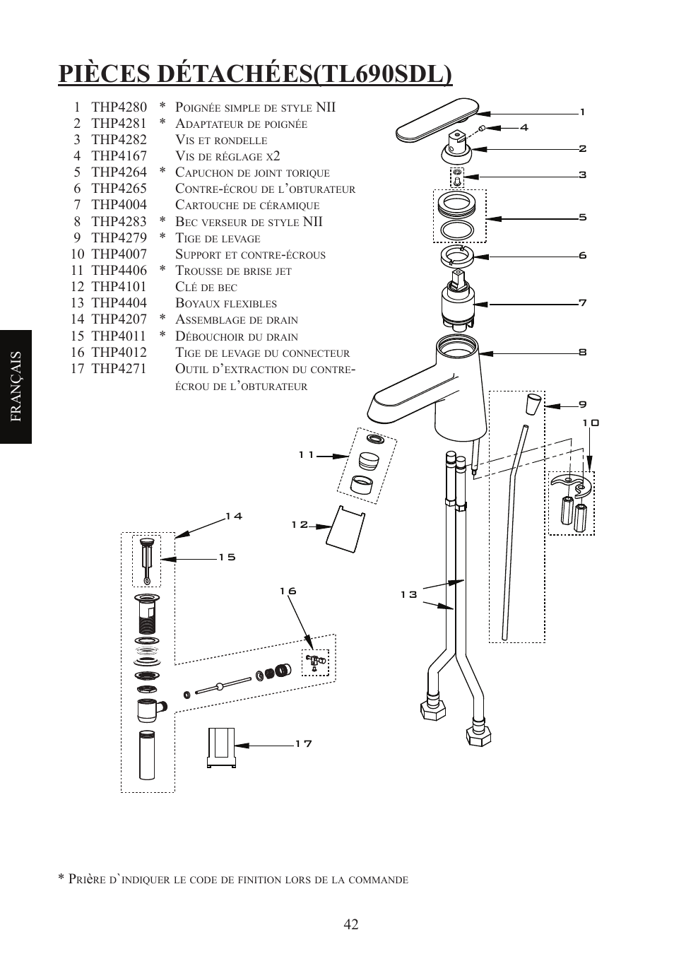 Pièces détachées(tl690sdl) | Factory Direct Hardware Toto TL680SDL#CP User Manual | Page 42 / 44
