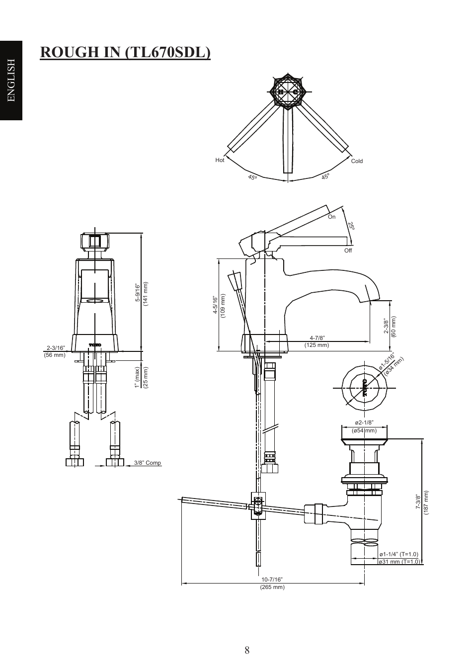 Rough in (tl670sdl), English | Factory Direct Hardware Toto TL680SDL#CP User Manual | Page 8 / 44