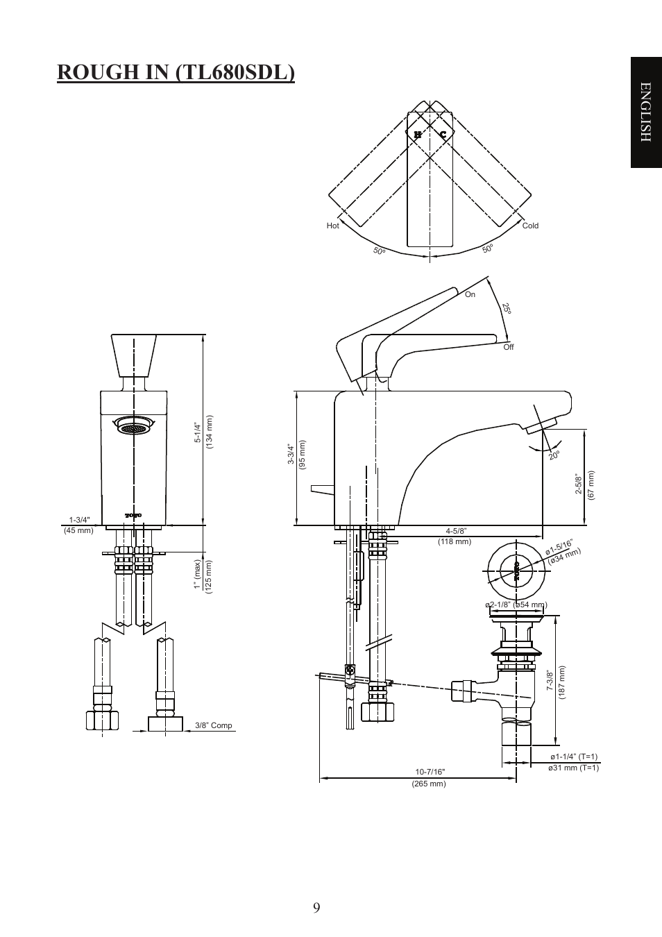 Rough in (tl680sdl), English | Factory Direct Hardware Toto TL680SDL#CP User Manual | Page 9 / 44