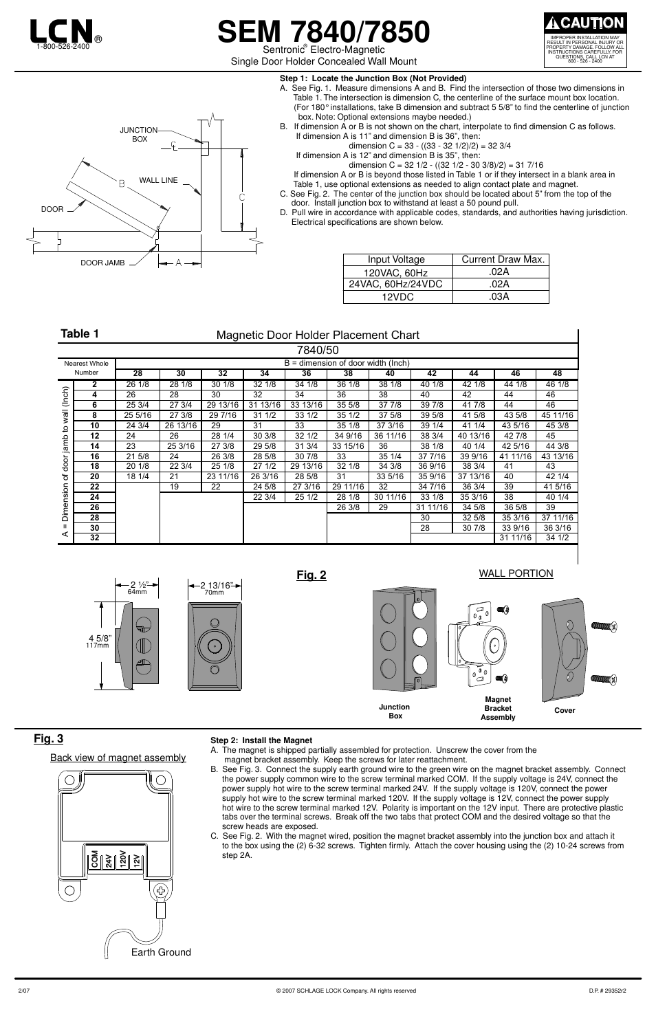 Factory Direct Hardware LCN SEM7840 User Manual | 2 pages