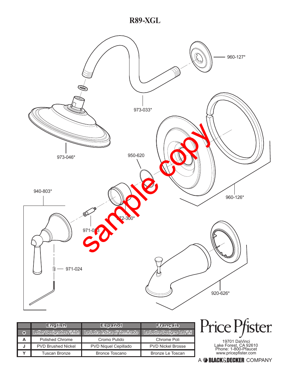 Sample copy, R89-xgl | Factory Direct Hardware Pfister R89-7GL Saxton User Manual | Page 14 / 14