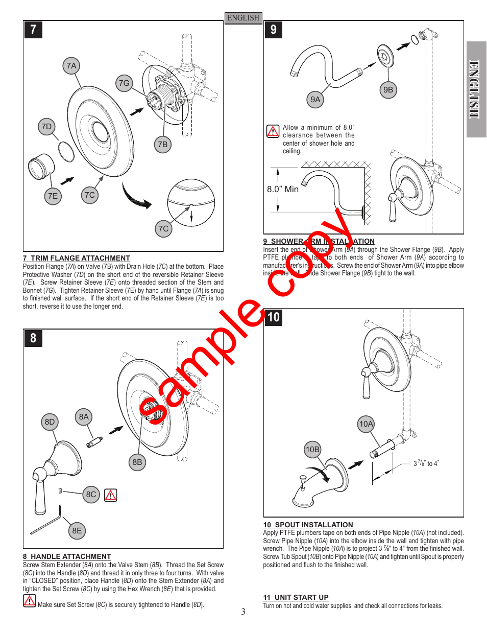 Sample copy, English | Factory Direct Hardware Pfister R89-7GL Saxton User Manual | Page 3 / 14