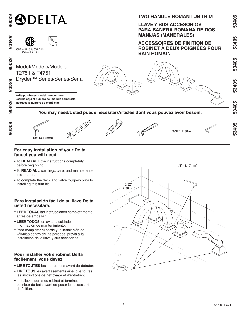 Factory Direct Hardware Delta T4751 Dryden User Manual | 8 pages