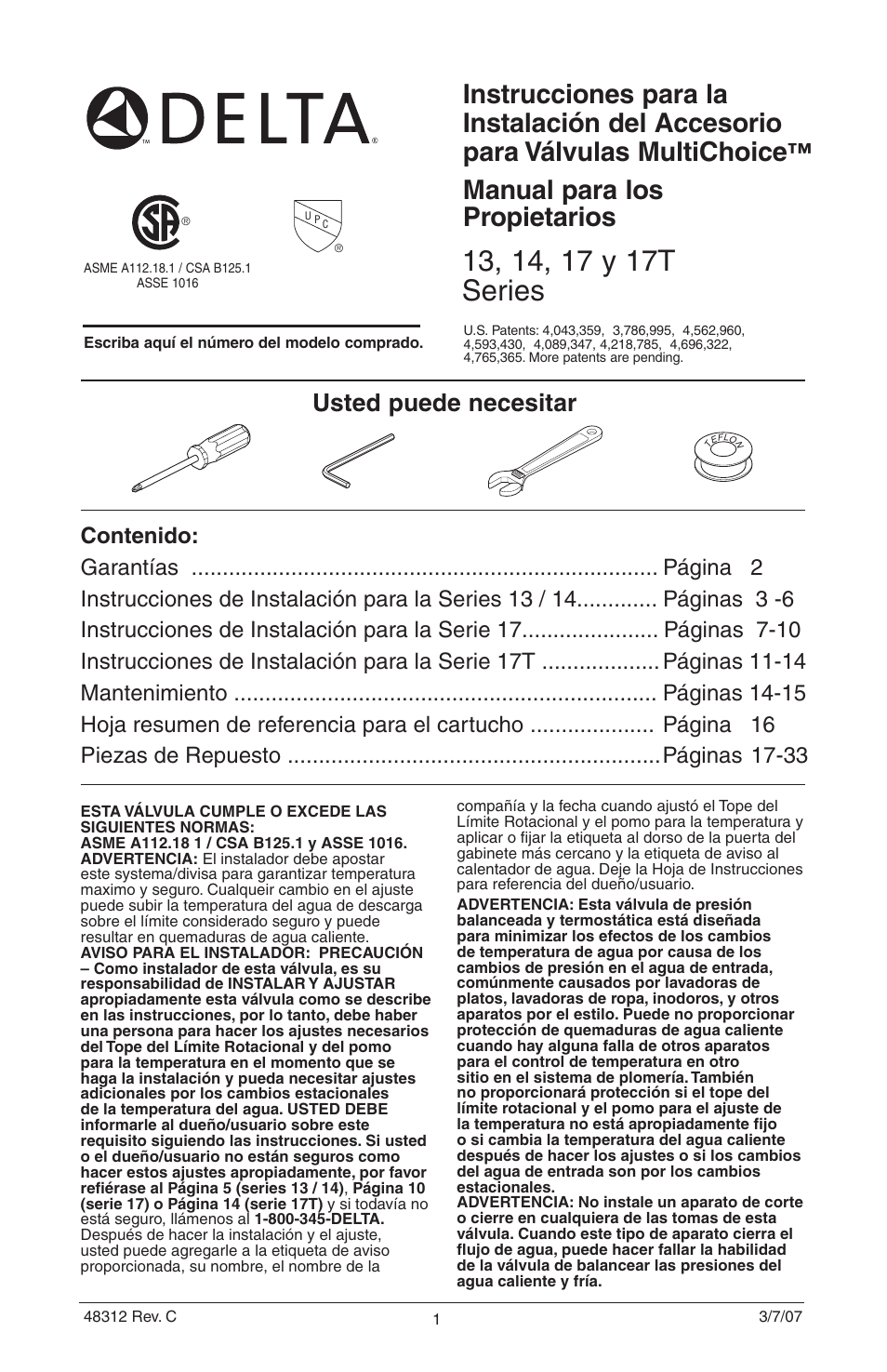 Manual para los propietarios, Usted puede necesitar | Factory Direct Hardware Delta T14455LHP Victorian User Manual | Page 19 / 70