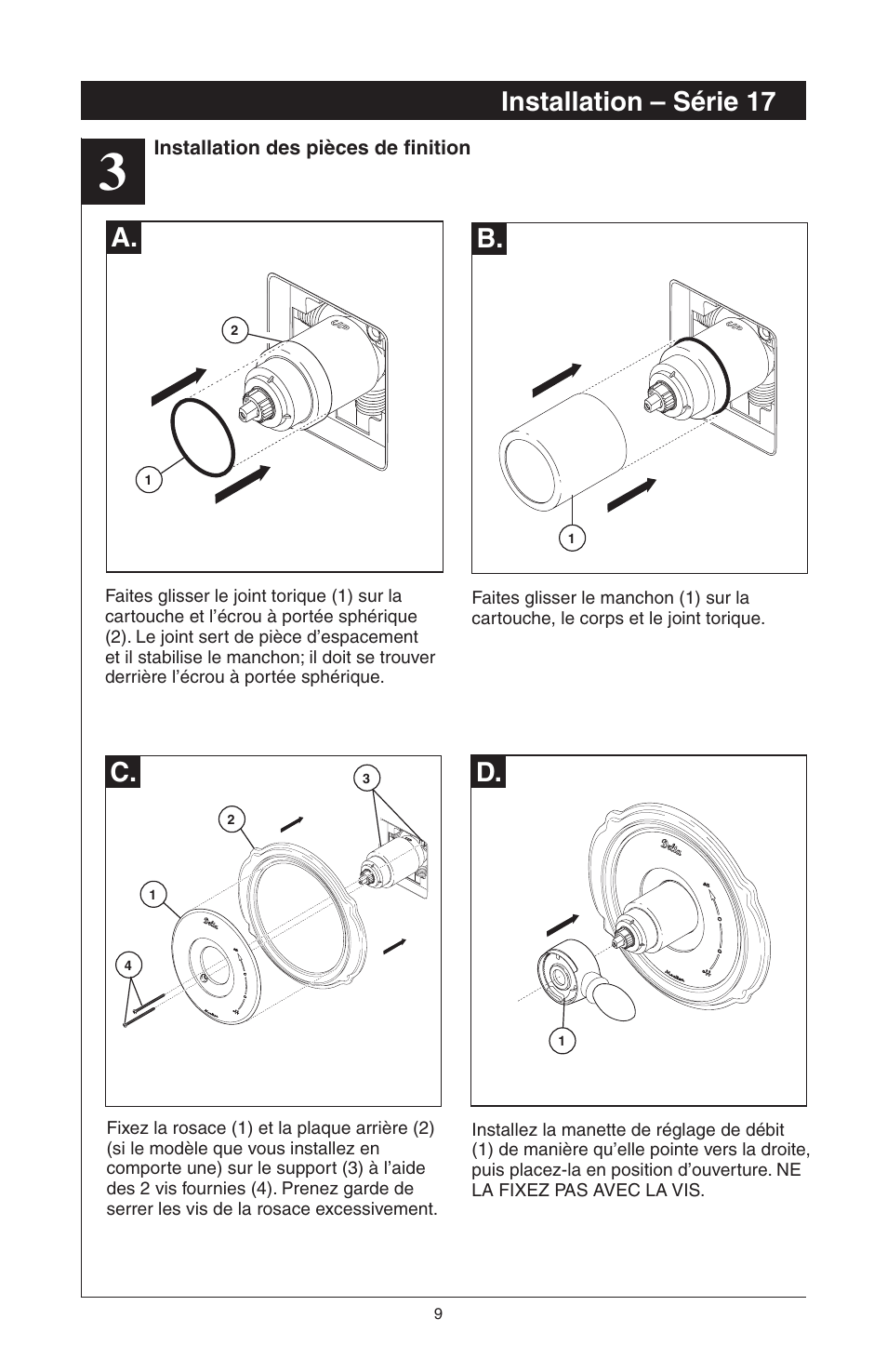C. d. a. b, Installation – série 17 | Factory Direct Hardware Delta T14455LHP Victorian User Manual | Page 43 / 70
