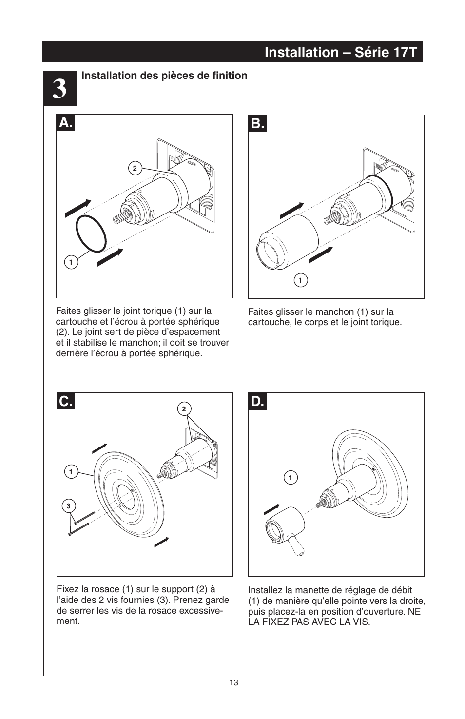 A. b, Installation – série 17t, C. d | Factory Direct Hardware Delta T14455LHP Victorian User Manual | Page 47 / 70