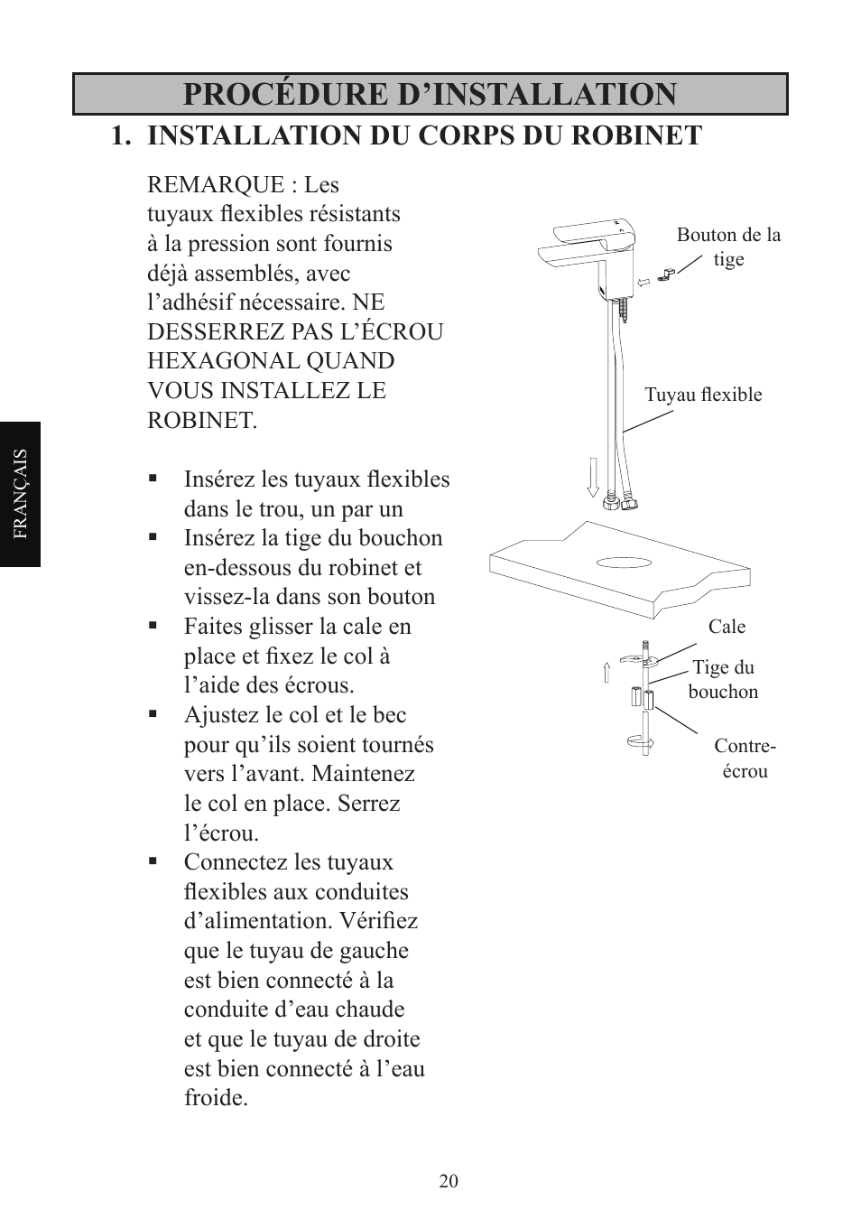 Procédure d’installation, Installation du corps du robinet | Factory Direct Hardware Toto TL960SDLQ User Manual | Page 20 / 28