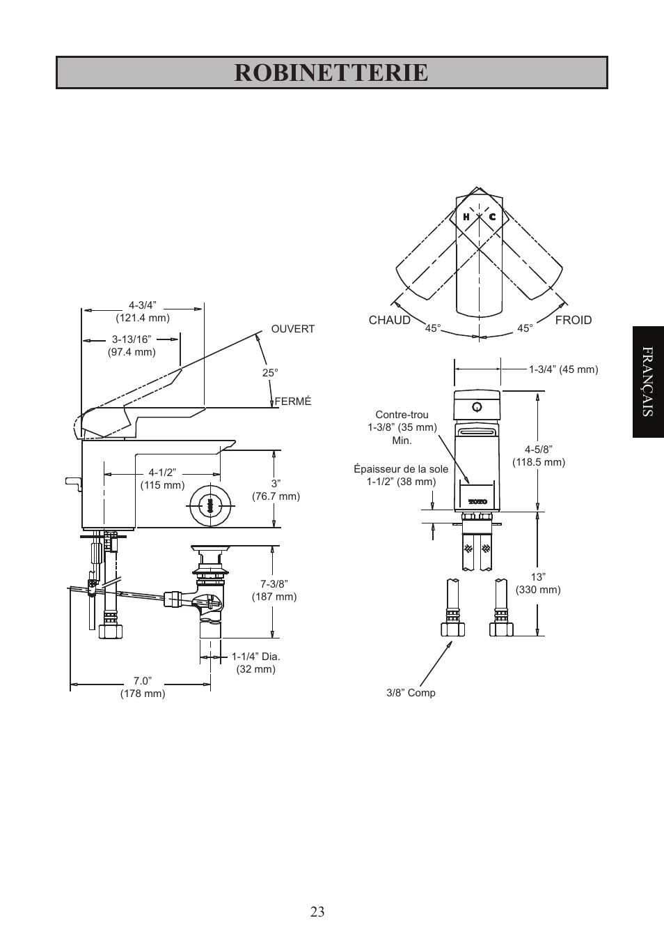 Robinetterie, Français | Factory Direct Hardware Toto TL960SDLQ User Manual | Page 23 / 28