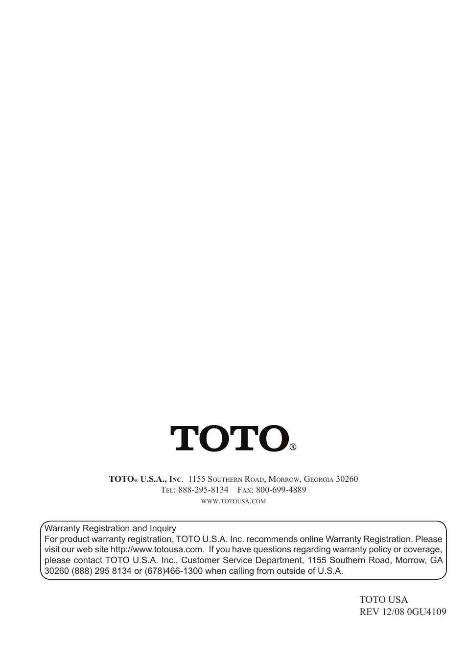 Factory Direct Hardware Toto TL960SDLQ User Manual | Page 28 / 28