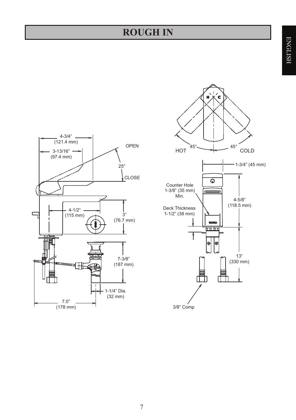 Rough in, English | Factory Direct Hardware Toto TL960SDLQ User Manual | Page 7 / 28