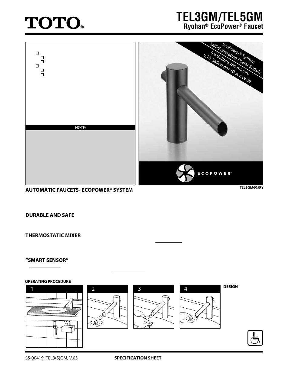 Factory Direct Hardware Toto TEL5GM10#RY User Manual | 2 pages