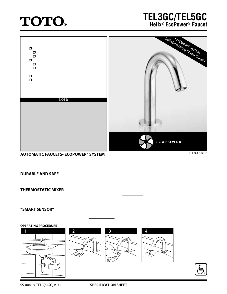 Factory Direct Hardware Toto TEL5GC10#CP User Manual | 2 pages