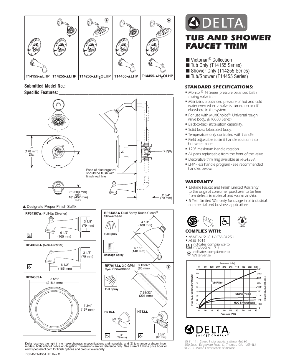 Factory Direct Hardware Delta T14455-H2OLHP Victorian User Manual | 1 page