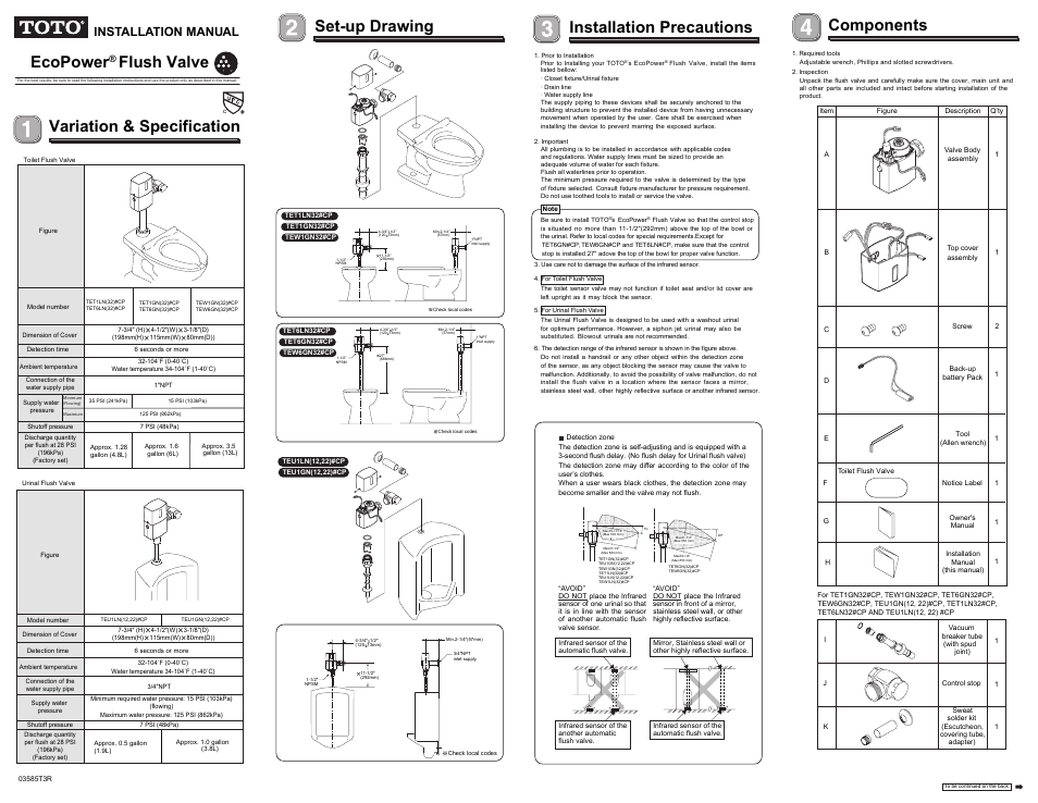 Factory Direct Hardware Toto TEU1LN12#CP User Manual | 2 pages