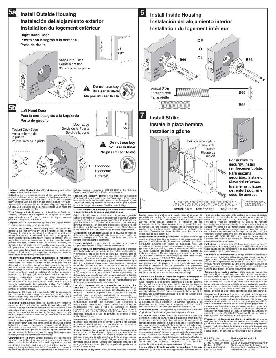 Or o ou | Schlage B60_B60F_B62 Installation User Manual | Page 2 / 2