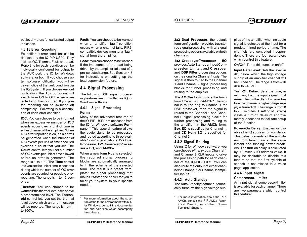 4 signal processing | Crown Audio IQ-PIP-USP2 User Manual | Page 11 / 27
