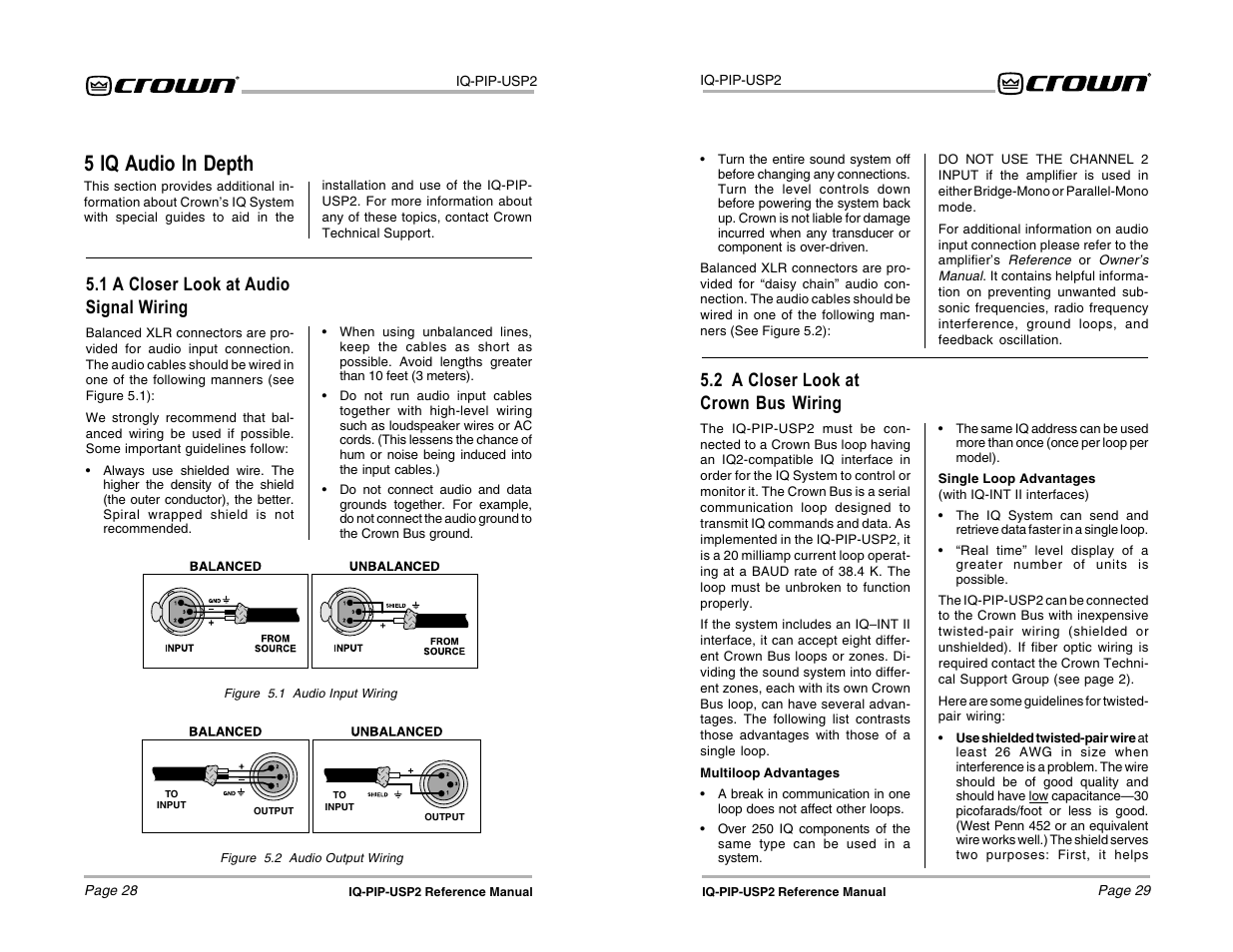 5 iq audio in depth, 2 a closer look at crown bus wiring, 1 a closer look at audio signal wiring | Crown Audio IQ-PIP-USP2 User Manual | Page 15 / 27