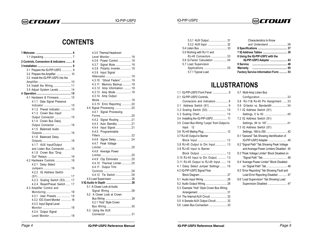Illustrations contents | Crown Audio IQ-PIP-USP2 User Manual | Page 3 / 27