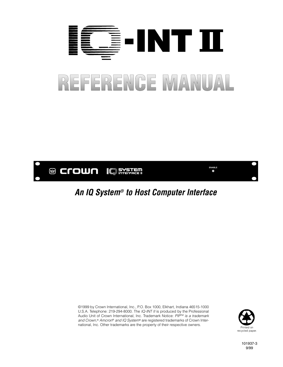 Crown Audio IQ-INT II User Manual | 14 pages