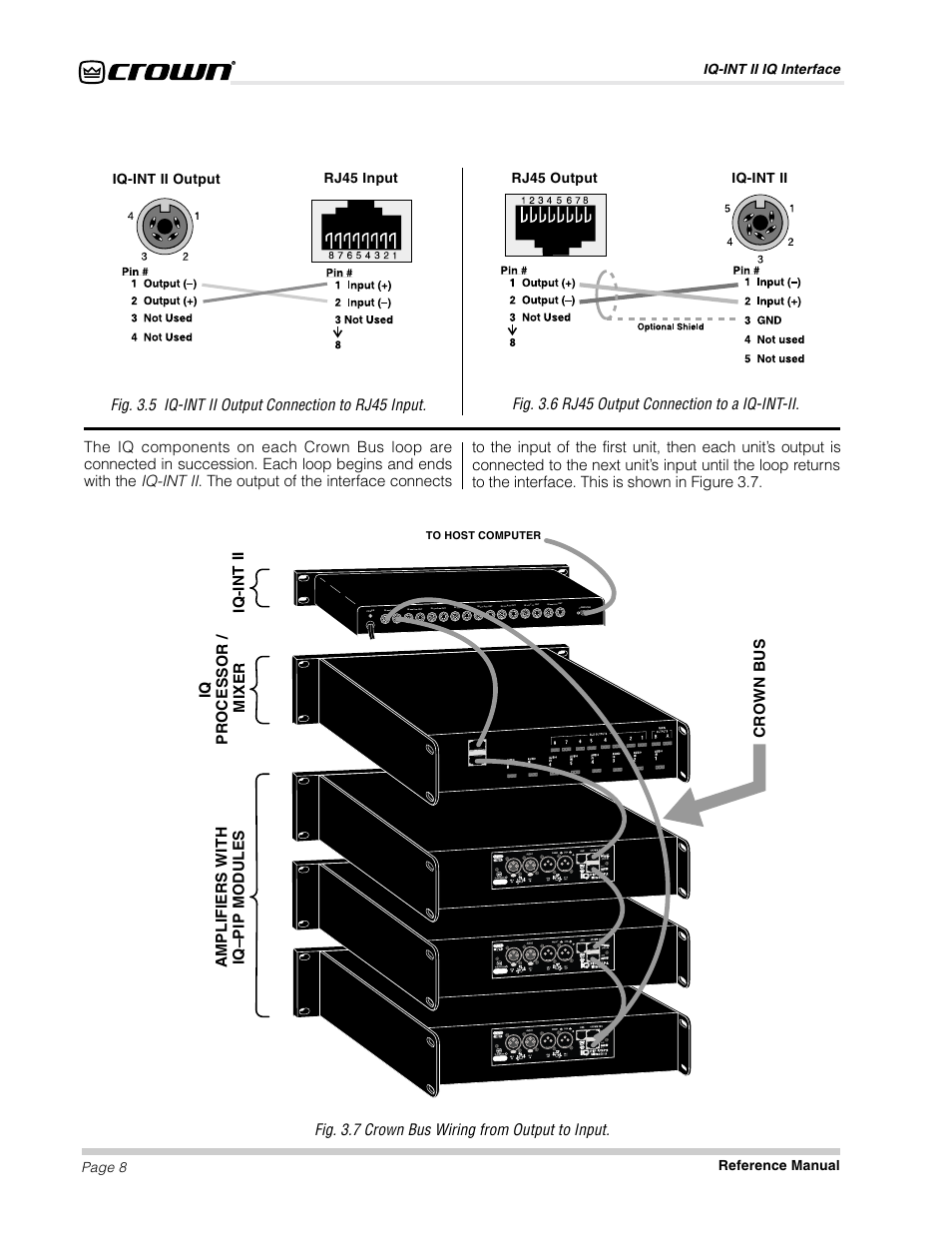 Iq-int ii iq interface page 8 reference manual, Iq-int ii output rj45 input iq-int ii rj45 output | Crown Audio IQ-INT II User Manual | Page 8 / 14