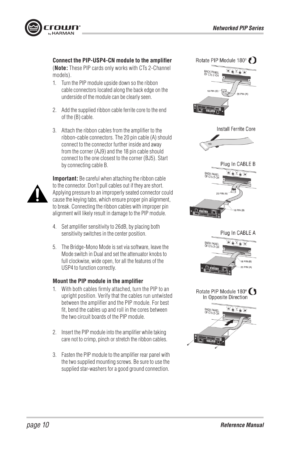 Page 10 | Crown Audio PIP-BLU Module User Manual | Page 10 / 16