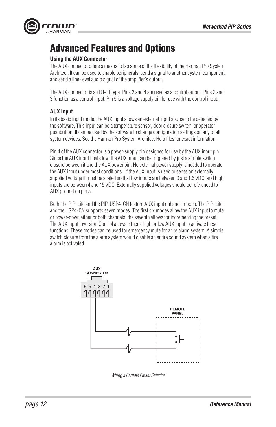 Advanced features and options, Page 12 | Crown Audio PIP-BLU Module User Manual | Page 12 / 16