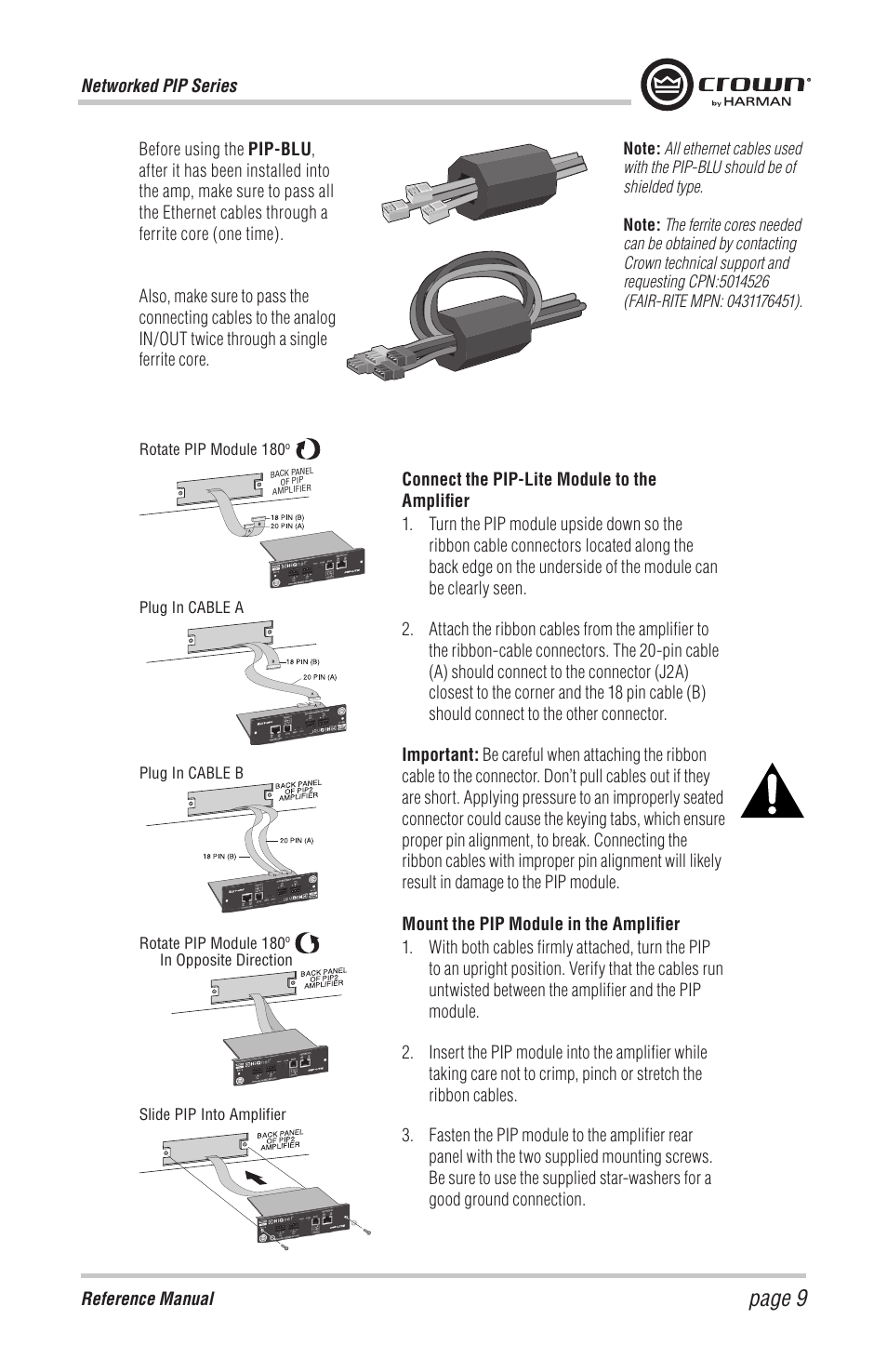 Page 9 | Crown Audio PIP-BLU Module User Manual | Page 9 / 16