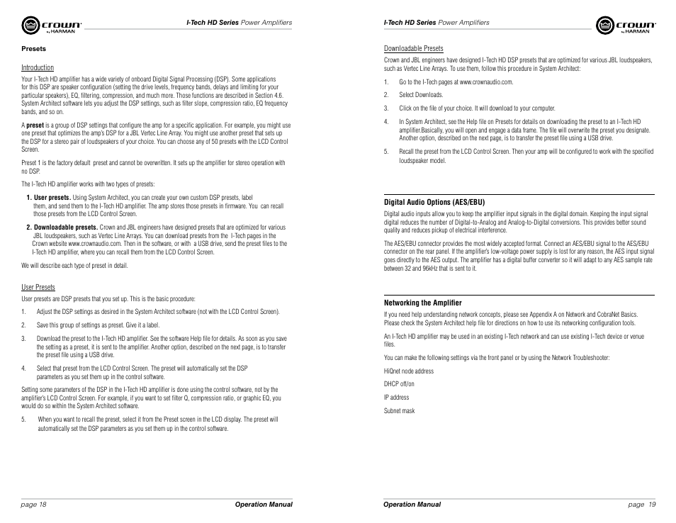 Crown Audio I-Tech HD Series User Manual | Page 10 / 21