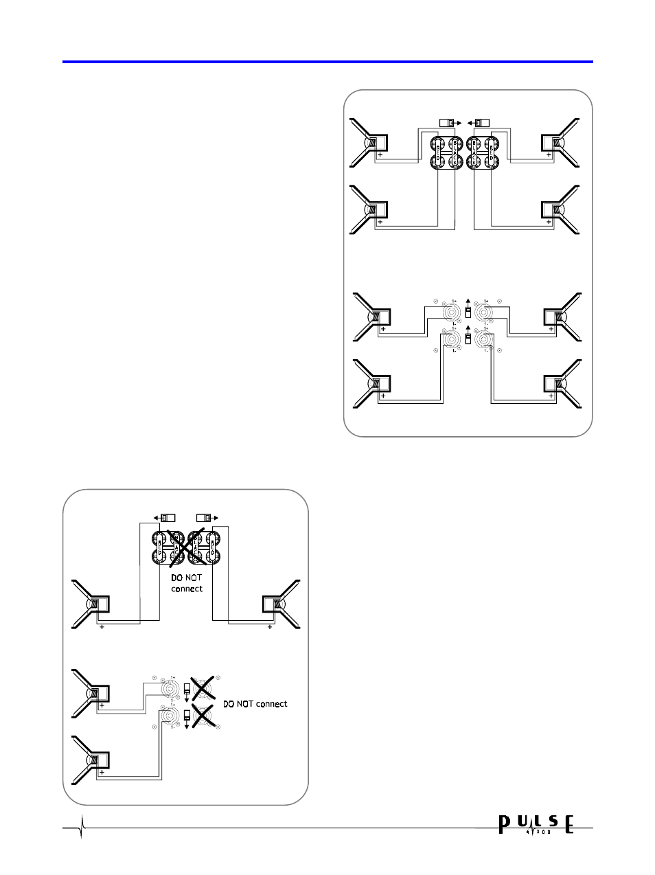 Outputs, Stereo operation, Bridged mono operation | Stereo operation bridged mono operation, 8outputs | Crown Audio Pulse 4X300 User Manual | Page 8 / 23