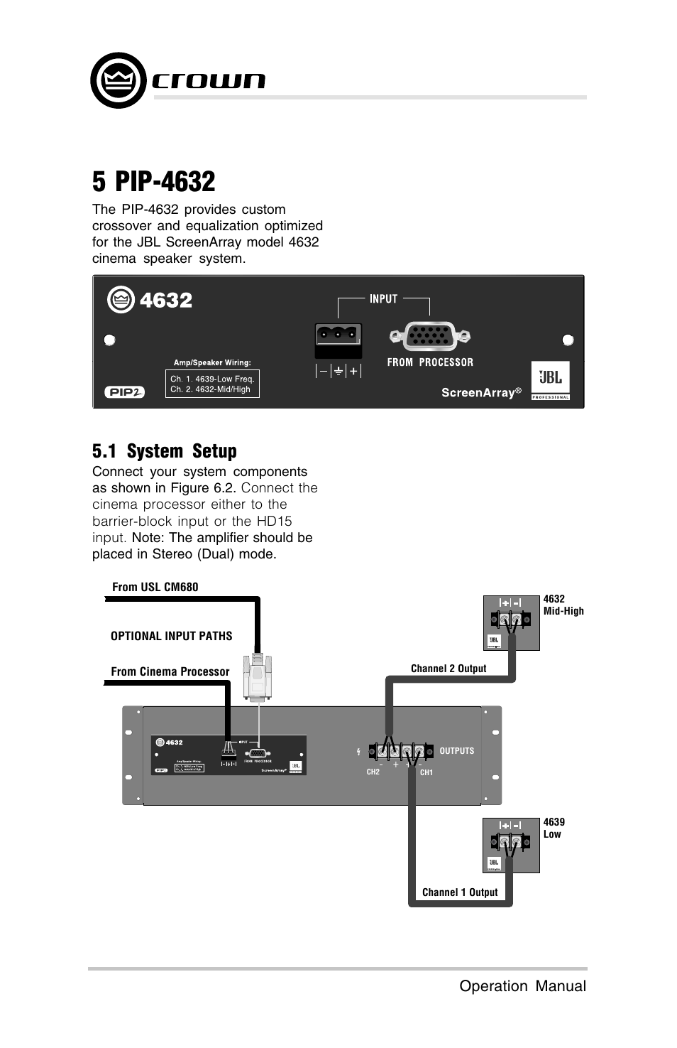 1 system setup | Crown Audio ScreenArray PIPS:4622, 3632, 4632 User Manual | Page 12 / 20