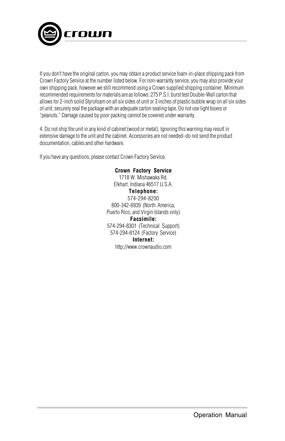 Crown Audio ScreenArray PIPS:4622, 3632, 4632 User Manual | Page 16 / 20