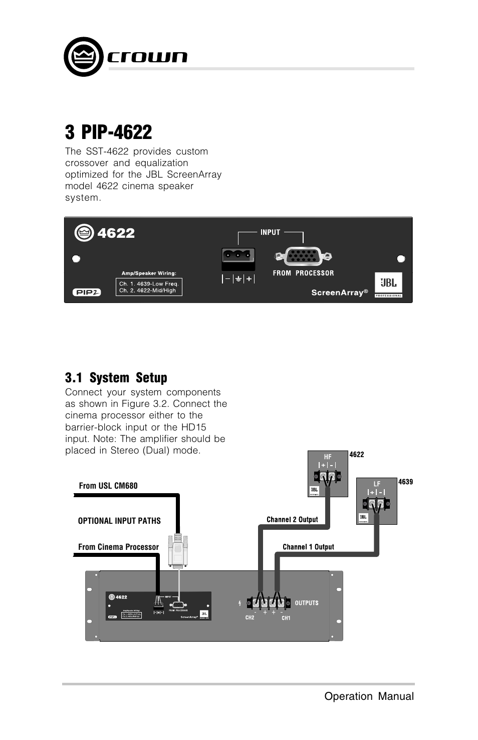1 system setup | Crown Audio ScreenArray PIPS:4622, 3632, 4632 User Manual | Page 8 / 20