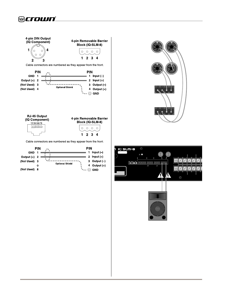 7 using an audio monitor, Fig. 4.14 monitor loudspeaker wiring | Crown Audio IQ-SLM8 User Manual | Page 16 / 25