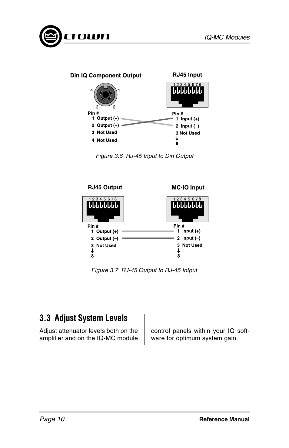 3 adjust system levels | Crown Audio IQ-MCA-IQ-MC8 User Manual | Page 10 / 32