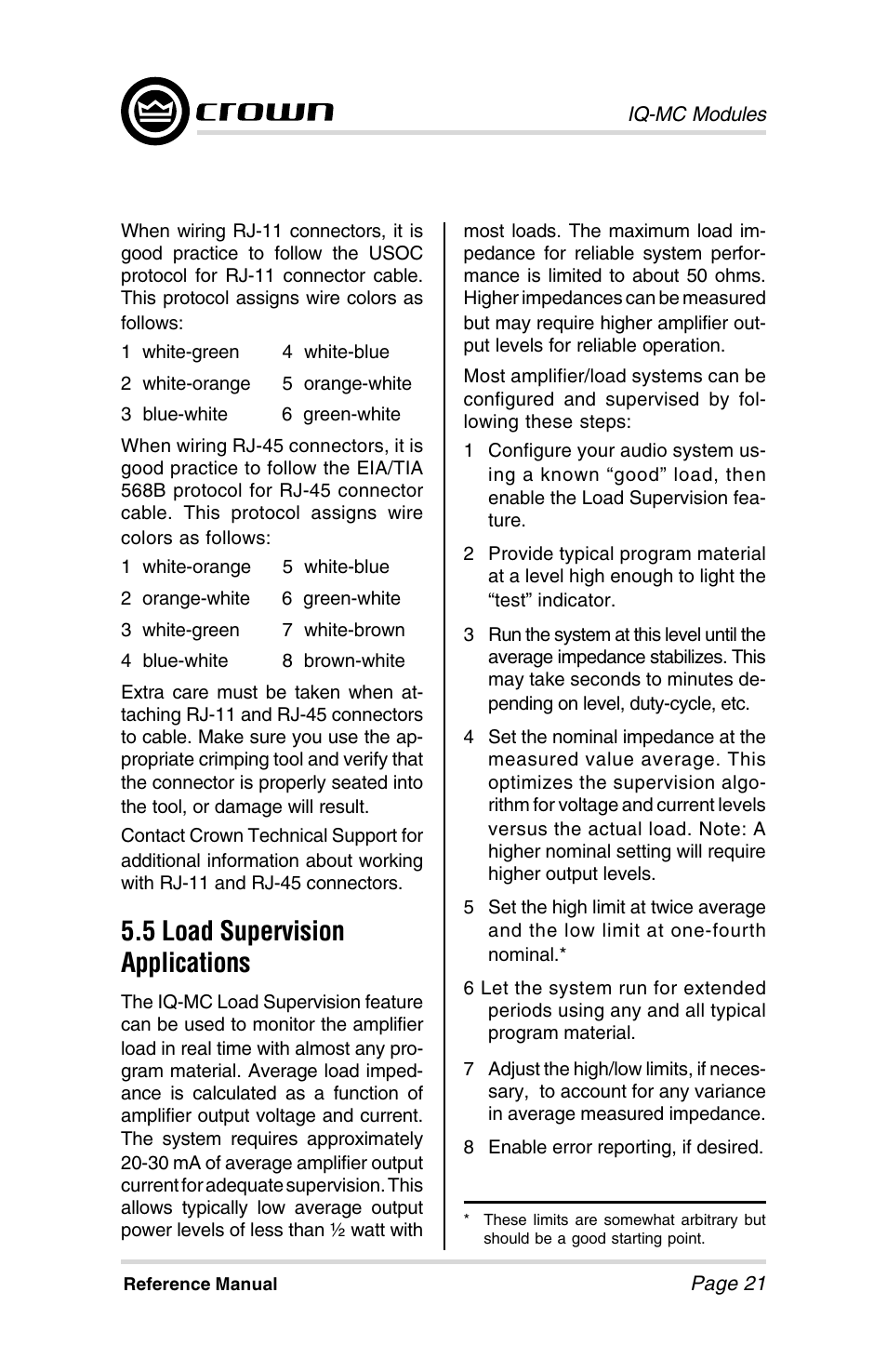 5 load supervision applications | Crown Audio IQ-MCA-IQ-MC8 User Manual | Page 21 / 32