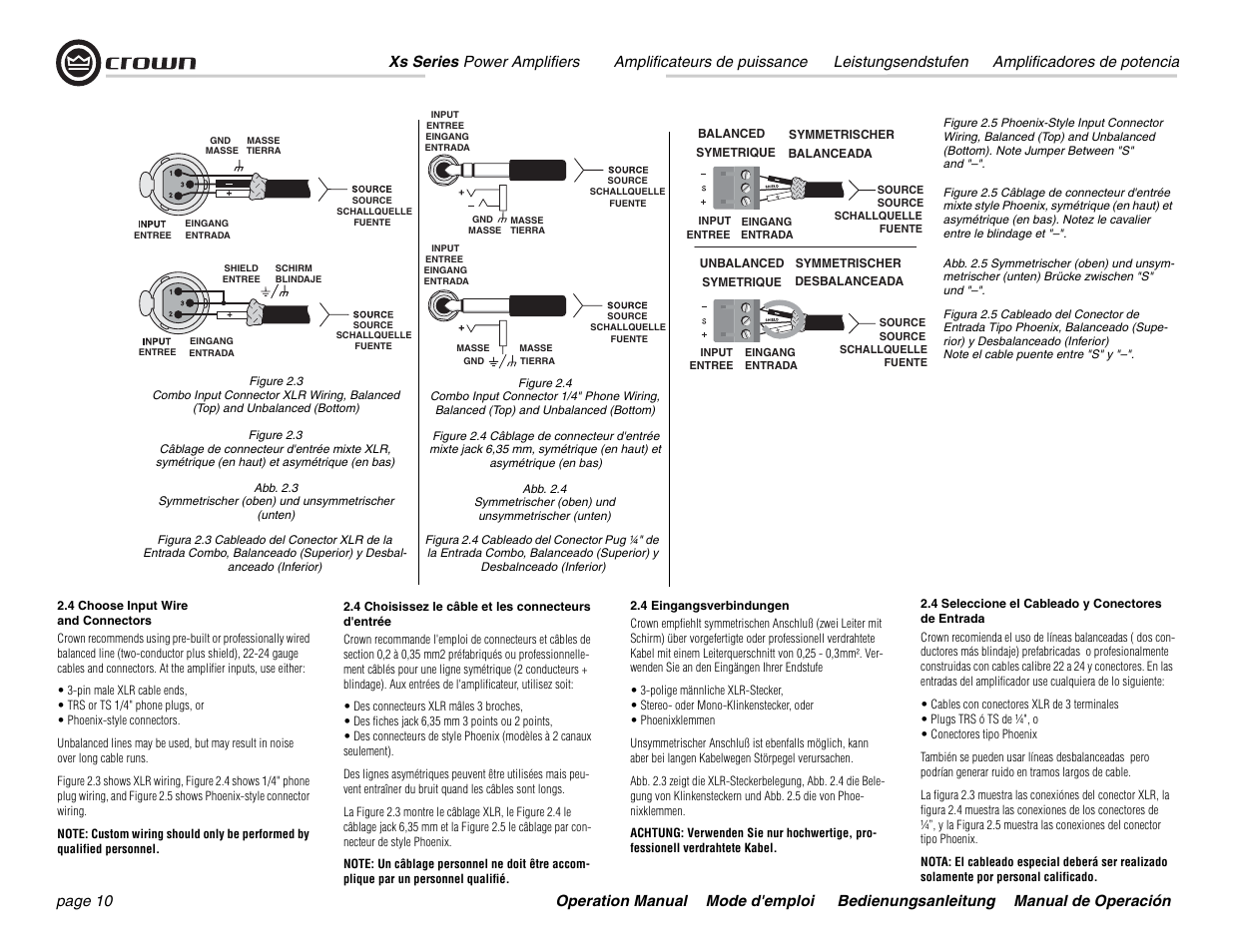 Crown Audio Xs Series User Manual | Page 10 / 36