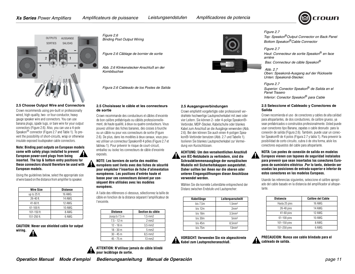 Crown Audio Xs Series User Manual | Page 11 / 36